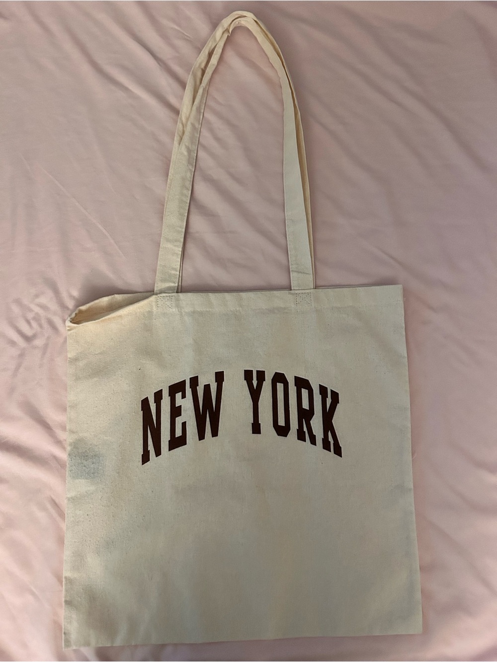 Brandy Melville Cream Canvas Tote with Maroon NEW YORK Print